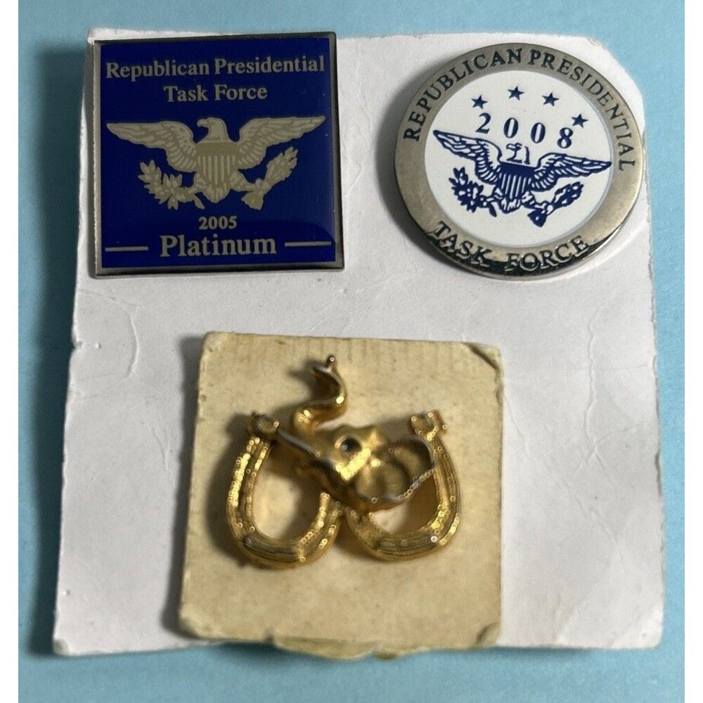 2005 & 2008 Republican Presidential Task Force &Elephant Pin 3 Political  pins